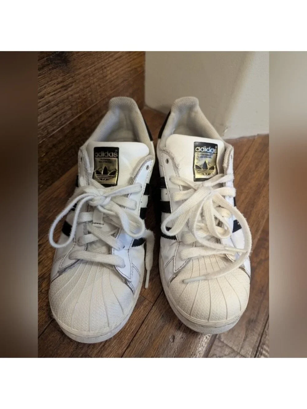Adidas Superstar Shoes - White and Black Leather Unisex M6/W7